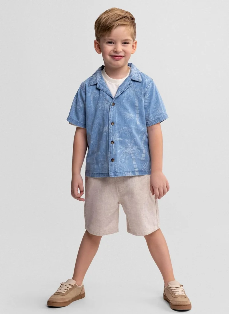 MINOTI Boys medium blue denim short sleeve shirt